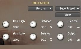 Rotator: The Acceleration High/Low knobs adjusts how quickly the rotors of the treble/bass parts of the cabinets will react to speed changes.