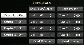 You also have the option to adjust the Sample Start. Crystal Hits 1+2 - has two different crystal groups (1 to 2), that can be combined via the four layers.