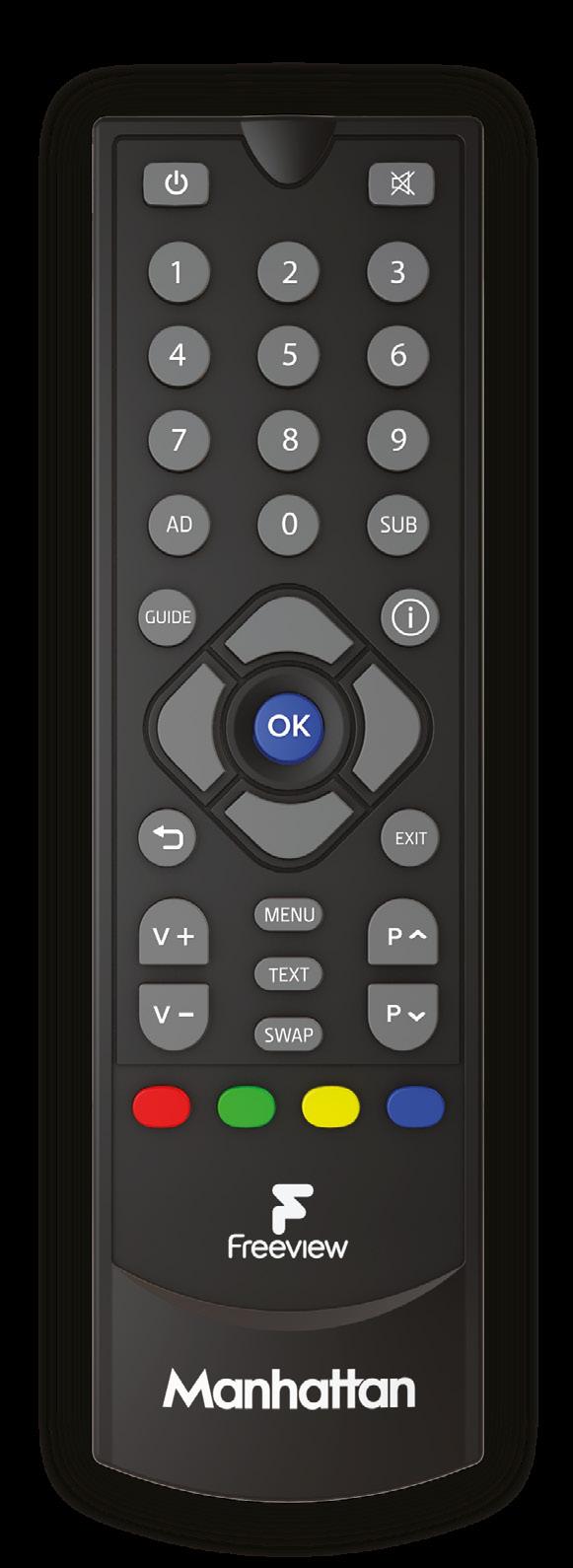 YOUR REMOTE Standby on/off Navigate menus Volume up/down Mute Display Now & Next when watching TV Select options & perform on-screen
