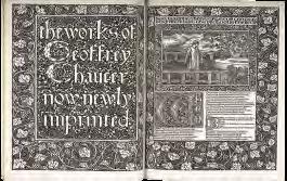 The Works of Geoffrey Chaucer, 1896 Eighty-seven woodcut illustrations from drawing by edward burnejones Fourteen large borders and eighteen small frames designed by
