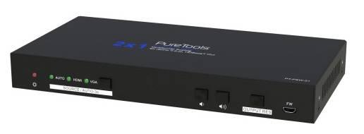 PT-PSW-42 4x2 Presentation Switcher Set with HDBaseT Receiver 4K Multiformat Scaling Optimized for Teleconferencing Applications 10.2Gbps (4K 30Hz 4:4:4) with HDCP 2.