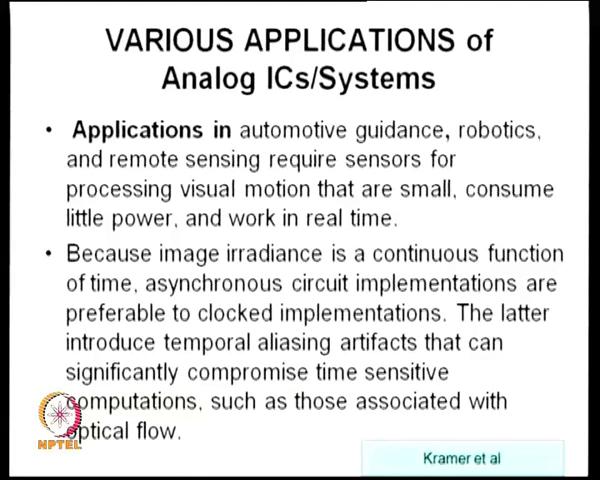 (Refer Slide Time: 29:17) So, where is the ICs analog ICs or systems going, mostly now they are going into automotive guidance, robotics, remote sensing and all of them require sensors.