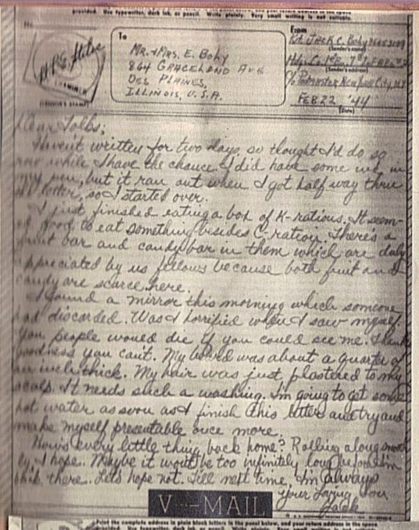 Feb 22, 1944 Dear folks; haven't written for two days, so thought I'd do so now while I have the chance.