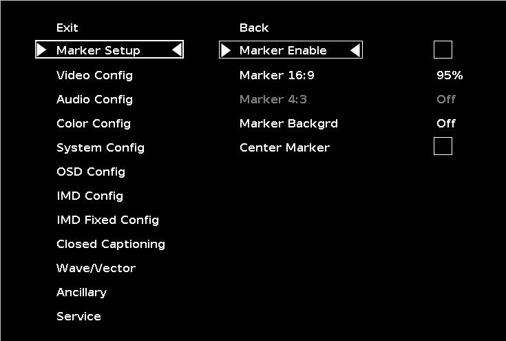 To return to main menu from submenu, select Back and press the RotoMenu. The menu timeout can be set in the OSD Timeout section of the OSD Config submenu.