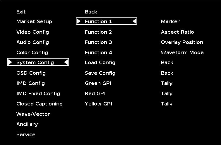 System Config Submenu Use the System Configuration submenu to control various system parameters.