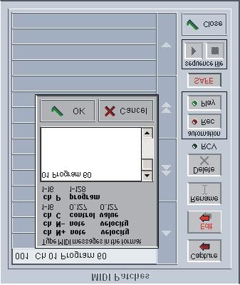 Chapter 5 5.1.16 Cues and MIDI... There are two separate areas of MIDI control. 1) A cue can have a MIDI Patch attached to it, and will output that MIDI when fired.