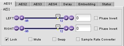 Group detected: indicates embedded audio groups in the SDI imput by turning green. AES detected: indicates AES audio on the indicated AMX- 1842 AES input by turning green.