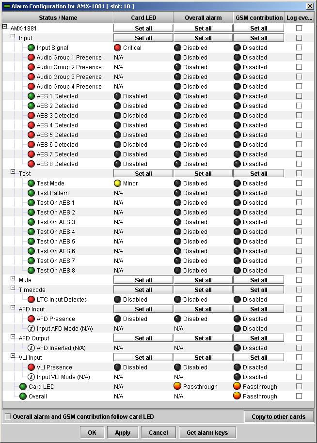 ANNEX 2 Alarm Configuration Click on the Alarm Config button on the left-hand side of the icontrol panel to open this panel in new window.