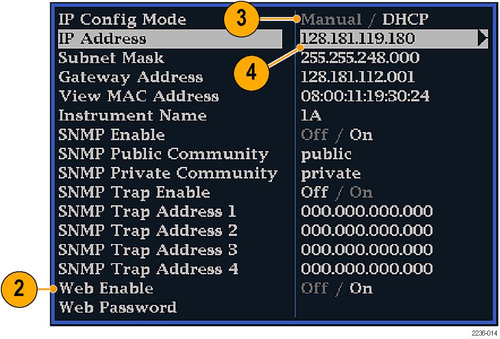 Installation Variations 3. Set the IP Config Mode to Manual or DHCP, depending in your network setup. 4. Note the IP Address for use in step 6. NOTE.
