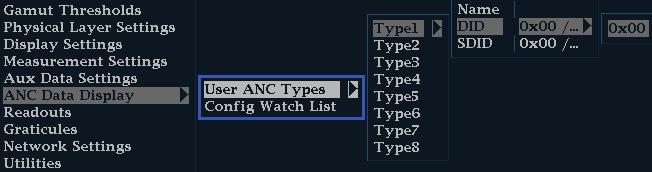 Display Information Configuring the ANC Data Inpsector 1. Press a Display Select button.