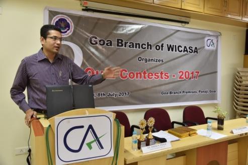 QUIZ CONTEST FOR CA STUDENTS HELD ON 8TH JULY 2017 AT GOA BRANCH PREMISES,