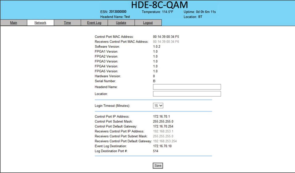 22 HDE-8C-QAM 5.6 "Main > Refresh" Tab The Main > Refresh tab can be clicked while you are on any of the following sub-tabs screens: Status, Inputs, Encoder, and Output.
