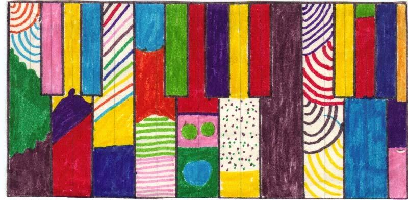Picture 8: Colorful keyboard, 2 nd grade of solfeggio, unknown author First spontaneous improvisations can be performed by children in pairs, on two pianos, as well as on other instruments, which the