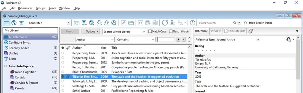 EndNote X8 Guided Tour: Windows Page 21 punctuation and text style changes to the references when it creates a bibliography.