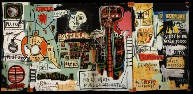Slika 21: Jean-Michel Basquiat,»Notary«, 1983, akril in voščenke na platnu Basquiat (1960 1988), neoekspresionist, ki se je prvo pojavil kot ulični umetnik v New Yorku pod imenom SAMO (same old =