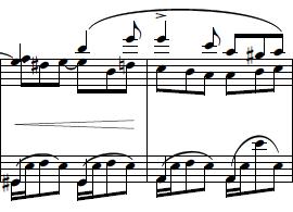 136 distances. The coda, from m. 128, combines the chordal melody of section B with the sixteenth-note figurations of section C. Pressentiment ends quietly and delicately.