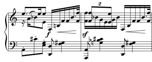 dominant of D minor. Fig. 5.23 Allegro op.11, variation of motive IV, mm.