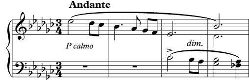 166 Fig. 6.1 Op. 20, no. 1, initial descending line, mm. 1 4 After the introduction (mm. 1 7), the melody, tranquillo and cantabile, is accompanied by triplets in the left hand.