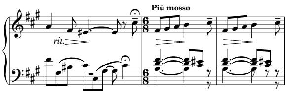 187 Fig. 6.27 Op. 20, no. 4, subsection A3 (più mosso) The last measures of the piece feature a written-out ritardando (mm.