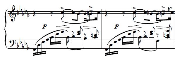 200 It gradually constitutes further melodic fragments, but by the end of the first half of this section (mm.