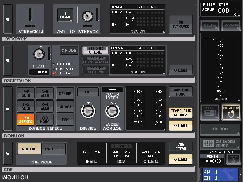 Talkback and Oscillator 4-2. Press the button for the input that you want to use for talkback to turn the button indicator on. You can select only one input at a time. 4-3.