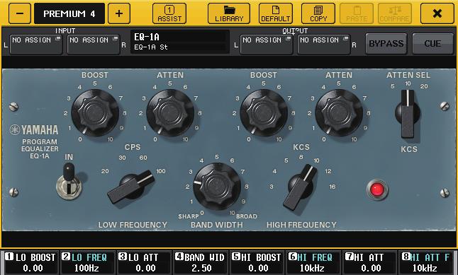 Graphic EQ, effects, and Premium Rack EQ 1A EQ-1A is a processor that emulates a famous passive-type vintage EQ.