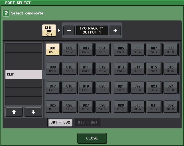 To remotely control the I/O rack s head amp from an input channel of the CL series console, use the Bank Select keys in the Centralogic section to access the OVERVIEW screen that includes the channel