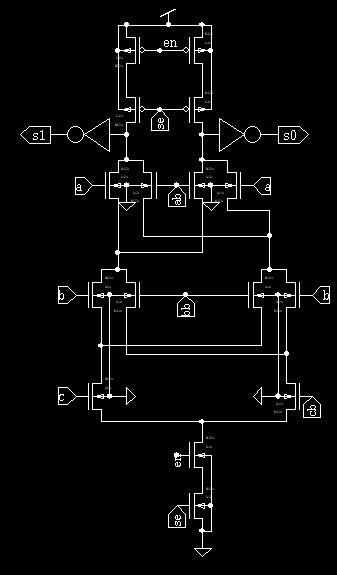 88 Figure 6.9 Internal Transistor Diagram for 1- Bit Full Adder (sum) The asynchronous PCHB and DCVS logic based full adder (sum) transistor level design is presented.