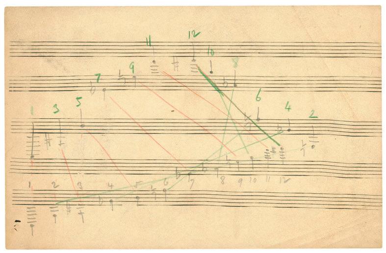 Example 3: Diagram re-drawn on the backside of a brochure for The New Chorus (not prior to 191) with ascending numerated Allintervallreihe (Edgard Varèse Collection, PSS).