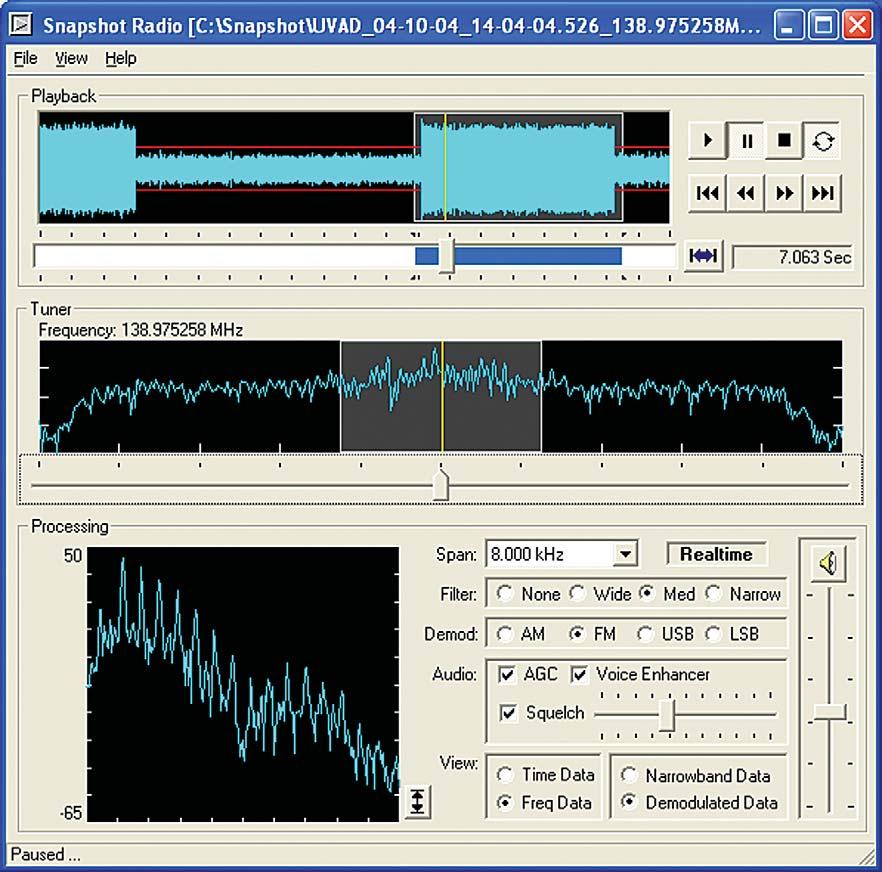 N6829B Audio Player (formerly 35682A Snapshot Radio) Audio Player is a separate fi le-based software tool used by operators to demodulate and listen to the recorded -VA2 signals.