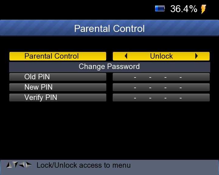 7 PARENTAL CONTROL Select PARENTAL CONTROL to set a password to