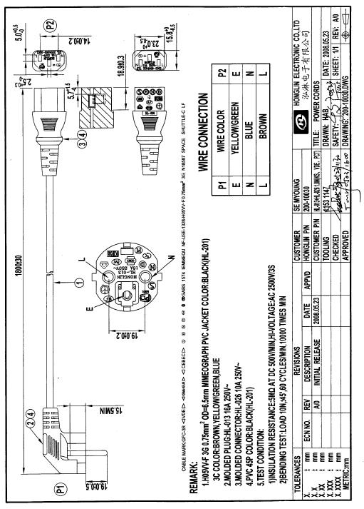 3) AC Cord Model :IDS31-215WP25DVA1E Rev.