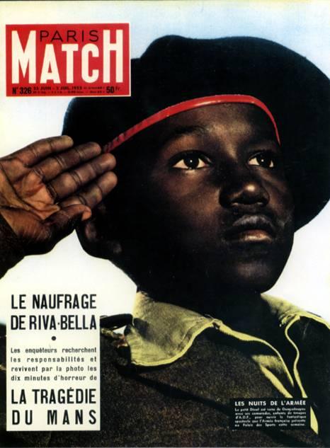 Paris Match photo of black soldier saluting the flag