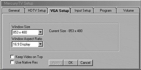 V I P C o n n e c t I o n A d v a n c e d U s e r s O n l y VGA Setup Click on the VGA Setup tab.