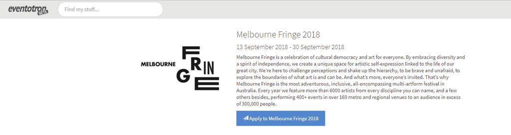 STEP 5: JOIN MELBOURNE FRINGE NOTE: If your venue was already in the system, make sure you read and agree to the 2018 Venue Agreement and Code of Conduct under Additional Details.