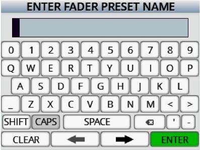 Selecting a fader preset position Deva 24 has 5 user assignable fader preset positions. To select a preset position tap the arrows on either side of the preset number.