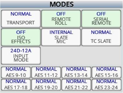 Modes Menu Tap on the MODES MENU key to open the mode sub-menu. Setup Menu Transport Control - The transport control adjusts the way Deva 24 will go into record.