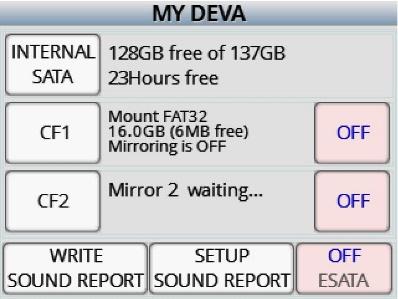 My Deva Mirror drives - CF1 and CF2 The two compact flash drives are the mirror drives.