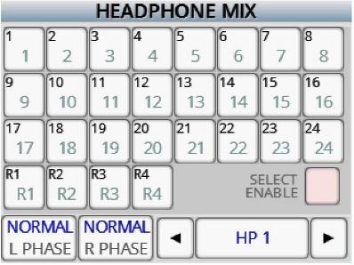 Headphone Mix The HEADPHONE MIX menu is where the 10 headphone presets are assigned.