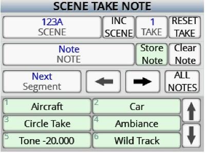 Storing a note preset After a note has been entered in the NOTE field, tapping on the STORE