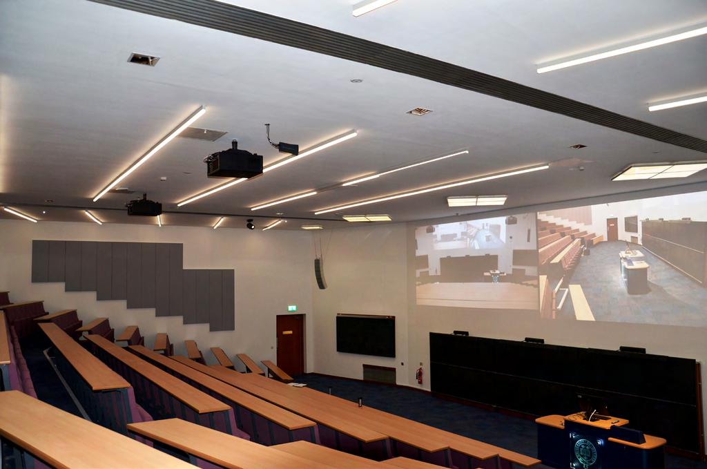 The image from each projector is projected directly onto the walls in each of the three lecture theatres.