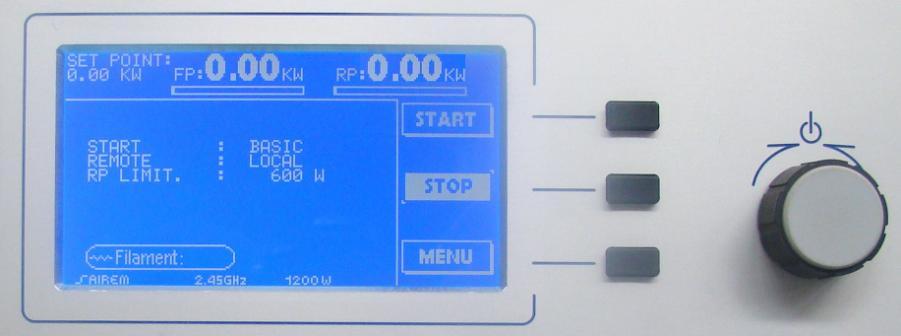 CONTROL AND OPERATION OF MICROWAVE GENERATORS WITH DIGITAL DISPLAY GMP 20K SM 56M230 FST 3 IR The generator with digital front panel is wholly operated in local mode from the control panel located at