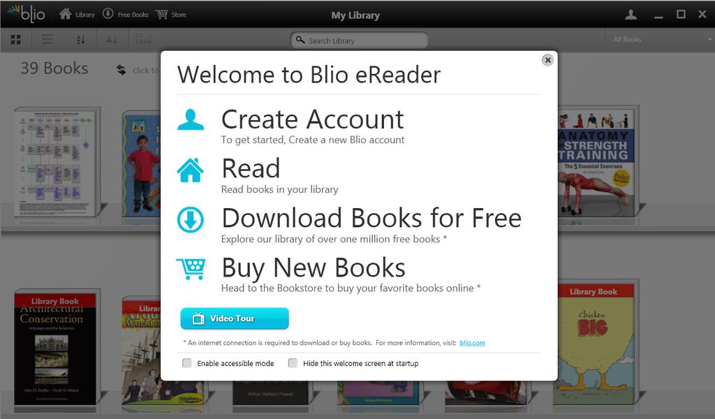 For more information on how to use the Blio ereader, please take the Video Tour.