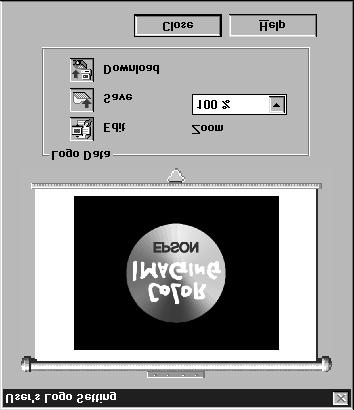 Creating a User Logo You can create or edit a logo from the Projector Setting dialog box, then save it to a file on your hard disk or download it to the rojector when you