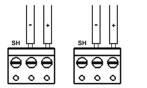 Devices may be addressed from 1-254 using the onboard network address switches. The two end devices must be terminated using the onboard termination jumpers.