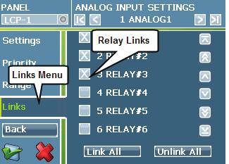Use the scroll arrows on the right of the screen to show additional relays.