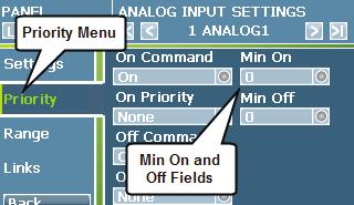 Connecting and Configuring Analog Inputs 4. In the Settings screen, select the Range menu option. 5. Select the Upper Threshold field, delete the existing entry, and then enter the threshold desired.