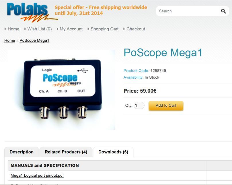 SOFTWARE INSTALLATION 1 Go to, under measuring instruments PoScope Mega1 Downloads, you will find