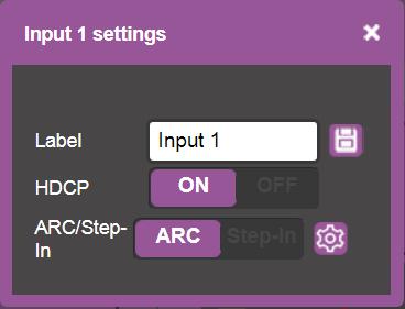 Input status a source is connected ( ) or not connected ( ) to the input. Setting Input Parameters To change input settings: 1. In the Navigation pane, click Switching. The Switching page appears. 2.