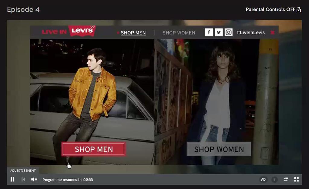Ad Bloom case study: Levis: Features - Male and female section